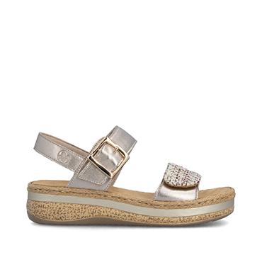 Rieker Double Velcro Strap Sandal - Light Brass Combi